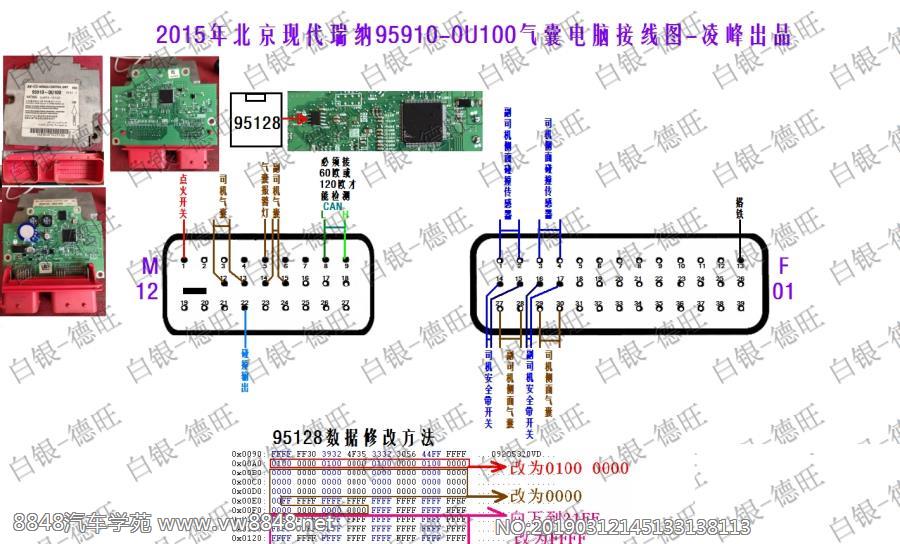 2015年北京现代瑞纳95910-0U100气囊电脑接线图